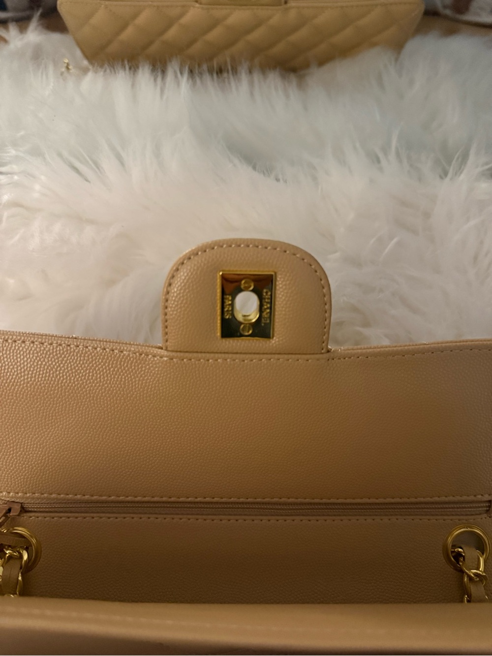 CHANEL Beige Quilted Leather Shoulder Bag with Gold Hardware - Picture 5 of 5